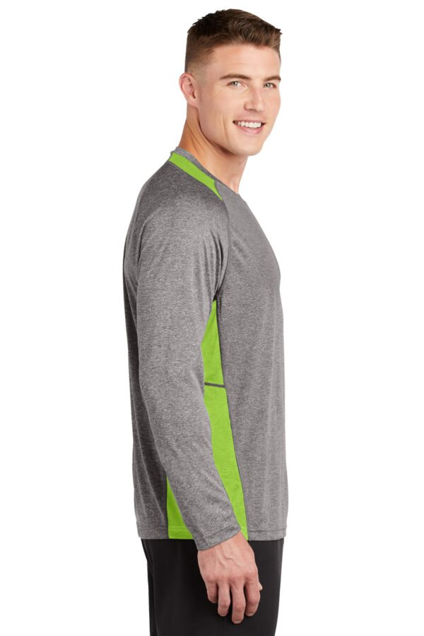 Sport-Tek® Long Sleeve Heather Colorblock Contender™ Tee - Image 3